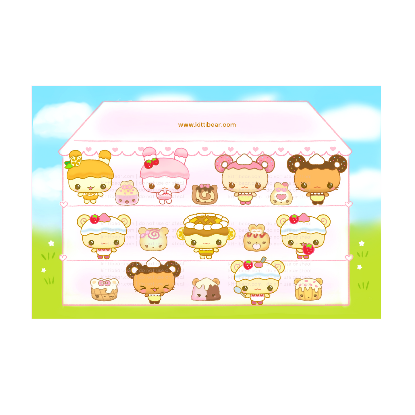 fluffy cake sticker sheet